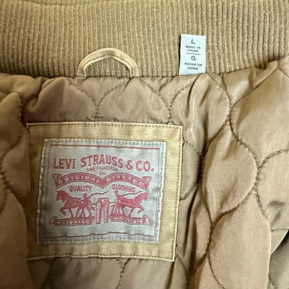 Levis Military Field Jacket Mens Large Brown Cotton Quilted Utility Workwear